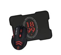 TECHMADE AC MILAN MOUSE USB CON FILO +MOUSEPAD GAMING TM-M016 COLORE ROSSO NERO