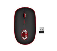 TECHMADE AC Milan - Mouse Wireless Ufficiale | Design Ergonomico | Tecnologia Senza Fili | Sensore Ottico Preciso | Compatibile con PC e Mac | Tasti Silenziosi, Nero, Plastica