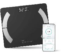 Bilancia Pesa Persona Digitale Bilancia Impedenziometrica Intelligente Wireless per IOS e Android con Indici di Misurazione Massa Grassa, Massa Magra e Metabolismo Basale Colore Nero