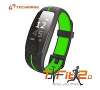 TECHMADE BRACCIALE FITNESS 2.0 FUNZIONE CARDIO SVEGLIA SYNC NOTIFICHE NERO E VERDE TM-FIT2.0-BKG