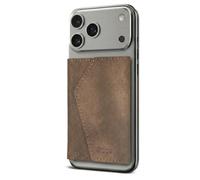 TECHMADE ETRES Portafoglio Magnetico ICON Easy - Compatibile con iPhone 17/16/15/14/13/12 - Protezione RFID, in PU Leather - 6 Carte + Tasca Contanti - Compatto, Unisex, Antiscivolo (Jeans Marrone)