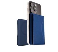 TECHMADE Etres Portafoglio Magsafe Compatibile per iPhone - Pelle Saffiano - Portacarte Magnetico, Protezione RFID - 6 Slot Carte + Tasca Contanti - Slim, Unisex, Antiscivolo (blu)