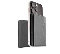 TECHMADE ETRES Smart Wallet Classic Saffiano - Portafoglio MagSafe RFID Uomo Donna, Slim, Elegante, con Tasca per Contanti - Compatibile iPhone (grigio)