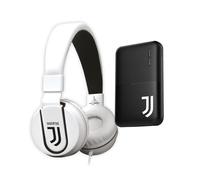 TECHMADE Juventus Cuffie On-Ear con Microfono e Cavo AUX - Design Richiudibile Bianco/Nero - Audio Stereo con Adattatore USB-C- prodotto ufficiale (+ PEN DRIVE)