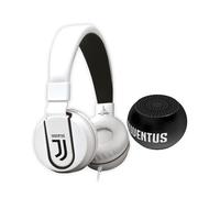 TECHMADE Juventus Football Cuffia microfono incluso |ON-EAR |con filo cavo aux | Bianco/Nero | con adattatore usb-c (+ SPEAKER)
