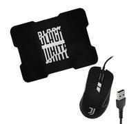TECHMADE Juventus Mouse USB con Filo + Mousepad Gaming Bianco/Nero - Combo Ufficiale PC e Laptop, Sensore Ottico ad Alta Precisione, Tappetino Antiscivolo