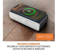 TECHMADE SVEGLIA OROLOGIO DIGITALE CON RICARICA TELEFONO WIRELESS QI 15WATT
