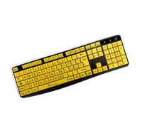 TECHMADE Tastiera per computer con filo con lettere grandi, collegamento USB cablata ad alto contrasto con lettere di stampa sovradimensionate su sfondo giallo per persone ipovedenti e anziane