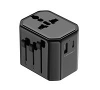 Technaxx Adattatore da Viaggio TX-358 - Adattatore Universale per USA, UK, Australia & UE, con USB-A e USB-C (12W), 100-250V/10A, fino a 2500W, compatto e leggero, interruttore di sicurezza