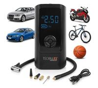 Technaxx Compressore d’Aria Elettrico per Auto - Gonfiatore Portatile 12V per Pneumatici con Display Digitale, Arresto Automatico e Luce LED, Ideale per Auto, Moto, Biciclette e palloni - TX-370