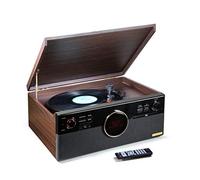 Technaxx Germany Giradischi Bluetooth V5.0 Dab Digitalizzazione di Dischi in Vinile Cassette CD Radio Funzione AUX RCA Altoparlanti Stereo TX-137, Marrone