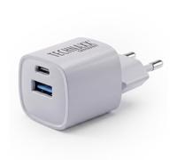 Technaxx Mini Caricatore Rapido 30W GaN, USB-C+USB-A, GS-TÜV, Viola TX-376 | Carica 2 dispositivi USB contemporaneamente con una potenza combinata fino a 5 V/3,4 A; formato compatto di 3 × 3 × 7 cm, 50g