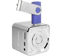 Altoparlante portatile MusicMan Mini Soundstation - Lettore MP3, USB, supporto per scheda MicroSD, 5 ore di riproduzione Batteria ricaricabile - Perfetto per i viaggi (Argento)