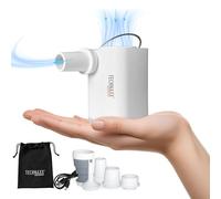 Technaxx Mini Pompa d’Aria Ricaricabile TX-261 - Pompa elettrica compatta con flusso d’aria 180 L/min, luce LED da campeggio integrata fino a 400 lumen, 5 ugelli, batteria ricaricabile