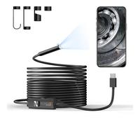 Technaxx Telecamera Endoscopica USB-C TX-386 - Camera di Ispezione con Luce, Cavo Semirigido 5 m, 8 LED Regolabili, IP67, HD per Smartphone Android & iOS