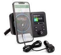 Technaxx Trasmettitore DAB+ FM, 15 W, USB-C, Bluetooth 5.3 FMT1800 | Trasmettitore DAB+ FM con ricarica wireless magnetica da 15W, Bluetooth 5.3, display TFT, USB-C, USB-A, funzione vivavoce