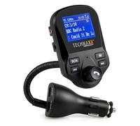 Technaxx FM DAB+ Trasmettitore FMT1500BT - Kit vivavoce Bluetooth 4.2, 2 porte USB QC 3.0 & 2.4A, AUX-IN, Microfono, MicroSD, Radio DAB+ via FM, Ampio display