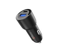 Technaxx TX-306, doppio caricabatterie per auto da 60W, adattatore per caricabatterie da 2 porte per accendisigari con uscita USB Type-C e USB-A, PD da 30 W e QC3.0, ricarica dinamica PPS