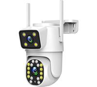 Technaxx TX-328, telecamera IP WiFi per esterni con doppia lente 2MP+2MP - rotazione/inclinazione 270°/90°, visione notturna a colori, audio bidirezionale, rilevamento e tracciamento del movimento