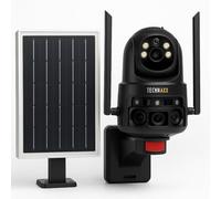 Technaxx TX-329, doppia telecamera di sicurezza 4G per esterni con pannello solare da 8W - 3MP FullHD, rotazione di 345°, visione notturna, batteria da 8000mAh, audio bidirezionale, IP65