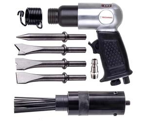 TECHNIC AT-8039DA Martello pneumatico con scalpello ad aghi e 3 scalpelli Scalpello rotondo a forma di pistola con 19 aghi con 18 cm di diametro Velocità di lavoro 4500 rpm