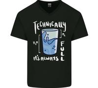 Technically The Glass Is Always Full Scienza Nerd Uomo Scollo A V Cotone T-Shirt