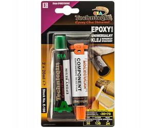 Technicqll Colla adesiva epossidica per PVC, metallo, plexiglass, legno, ceramica, ecc., 2 x 20 ml universale