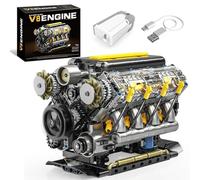 Technik V8 - Set di mattoncini da costruzione con morsetti, Ideas Mini V8, per adulti, compatibile con set Lego, giocattolo STEM, regalo per appassionati di auto e ragazzi dai 14 anni in su (905 pezzi