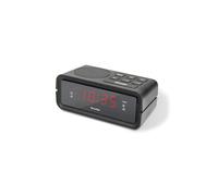 TechniSat DIGICLOCK 2 - Sveglia compatta con radio FM (Doppia sveglia, funzione snooze, display LCD regolabile, funzionamento a corrente e a batteria) nero