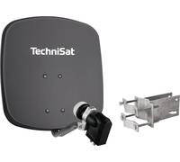 TechniSat DIGIDISH 45 - Parabola per 4 utenti (sistema satellitare piccolo da 45 cm - set completo di staffa a parete, Quattro-Switch-LNB e raccordo per tubo) grigio