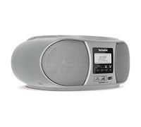 TechniSat DIGITRADIO 1990 - Stereo con radio DAB+/FM e lettore CD, USB | streaming audio Bluetooth, presa per le cuffie, AUX in, funzione di ricarica, orologio, potenza in uscita 2x 1,5 W, Argento