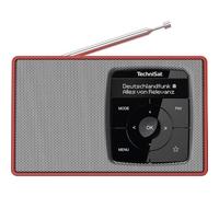 TechniSat DIGITRADIO 2 - Radio portatile DAB+/FM con batteria ricaricabile | con streaming audio Bluetooth, funzione sveglia, display OLED, presa per cuffie, altoparlante da 1 W RMS, Rosso/Argento