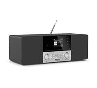 TechniSat DIGITRADIO 3 IR - Sistema compatto radio DAB stereo (DAB+, FM, lettore CD, Bluetooth, radio Internet, USB, presa per cuffie, ingresso AUX, radiosveglia, 20 watt RMS), nero/argento