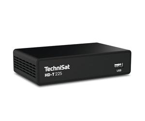 TechniSat HD-T 225 - Ricevitore compatto DVB T2 HD (HDTV, HEVC H265, lettore multimediale USB, HDMI e SCART, 12 V, compatibile con EPG, indicatore di stato LED, telecomando) nero