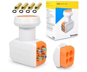 TechniSat Quad LNB per 4 ricevitori TV con collegamento diretto con protezione dalle intemperie Unix digitale UHD 4K Ultra HD Full HDTV + 4 connettori F
