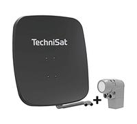 TechniSat SATMAN 65 PLUS - Antenna parabolica (specchio satellitare da 65 cm con attacco a palo e LNB universale quattro in alloggiamento resistente alle intemperie è necessario il multi-switch)grigio