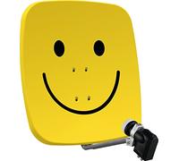 TechniSat SATMAN 65 PLUS - Parabola satellitare con LNB (sistema satellitare da 65 cm con attacco a palo e LNB universale quattro da 40 mm, necessario il multiswitch) smiley-giallo
