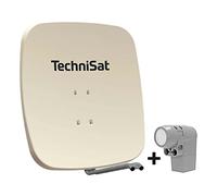 TechniSat SATMAN 65 PLUS - Parabola satellitare per 8 partecipanti (sistema satellitare da 65 cm, specchio con supporto a palo e UNYSAT Universal Octo LNB in custodia resistente alle intemperie)beige