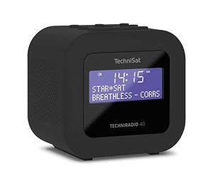 TechniSat TECHNIRADIO 40 - Radiosveglia DAB+ (DAB, FM, sveglia con due orari regolabili, timer di spegnimento, funzione snooze, display LCD regolabile, funzione di ricarica USB) nera