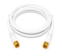 TechniSat TK Basic - Cavo per antenna satellitare TV, 2 m, con connettori dorati, 4 schermature, spina F su spina F, cavo antenna per DVB-C, DVB-T, DVB-S2, bianco