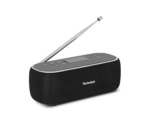 TechniSat VIOLA BT 1 - Altoparlante Bluetooth portatile, radio digitale DAB | FM, DAB, orologio, timer sveglia, memoria preferiti, LCD, vivavoce, AUX-in, batteria, cavo di ricarica USB-C, 6W, nero