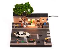 TechnixLabz Diorama In Scala 1:64: Strada Con Il Gulong Gallery Café A Nanjing, Mostra in miniatura del quartiere storico