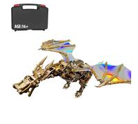 TechnixLabz Puzzle in metallo 3D, drago meccanico fai da te, modello Steampunk, creatura drago, kit di costruzione ornamenti creativi (600 pezzi)