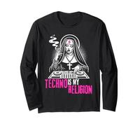 TECHNO È LA MIA RELIGIONE | TECHNO NUN | DIVERTENTE RAVER RAVING Maglia a Manica