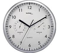 Technoline , Orologio da parete WT 650 con termometro e misuratore di umidità, Ø 26cm, argento