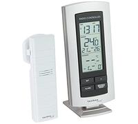 Technoline Stazione meteo classica WS 9140 con radiosveglia, visualizzazione della temperatura interna ed esterna, argento, 7,3 x 2,5 x 15,8 cm