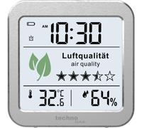 Technoline WL1020 - Monitor della qualità dell'Aria Interna, successore del WL1005, indicatore di Temperatura, umidità dell'Aria, Allarme di scarsa qualità dell'Aria, Colore Argento e Bianco