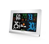 techno line WS6462 - Stazione meteorologica wireless, temperatura interna, temperatura esterna, umidità, pressione dell'aria, indicatore di tendenza, display a colori, orologio radio, fasi lunari