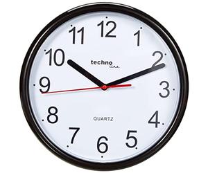 techno line WT 600 Schwarz Orologio da Parete, Nero, 25x2.4x25 cm