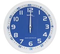 techno line WT 8971 Orologio da Parete Radio, Struttura in Metallo, Bianco/Blu, 30x4.2x30 cm